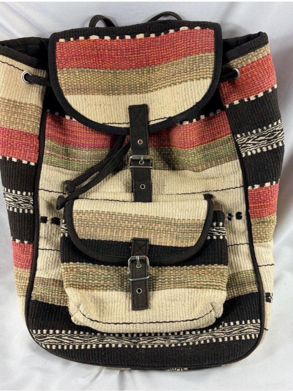 Boho Woven Stripe Backpack - Multi-Color